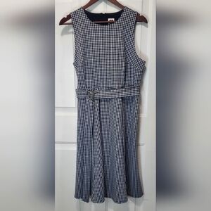 Anne Klein Black & White Sleeveless Fit & Flare  Houndstooth Dress Size 14P